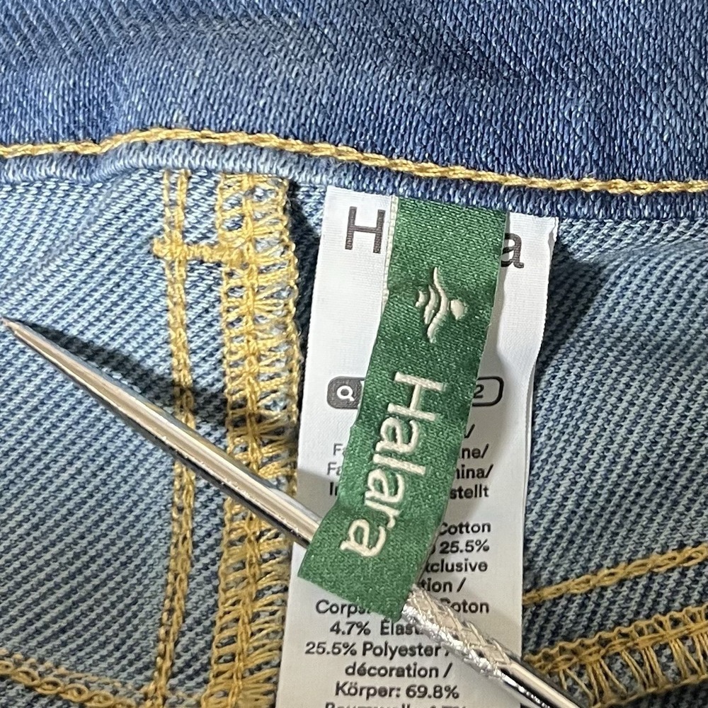 Halara Asymetrical Wide Leg Jeans Small Tall Blue Stretch Faded Baggy - Picture 9 of 13